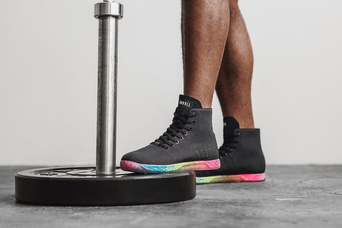 Nobull High-Top Neon Men's Trainers Black | Australia (SX3820)